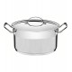 Caçarola Funda 20cm 3,6 Litros Professional Em Aço Inox Tramontina Fundo Triplo Com Tampa Plana Detalhe Satinado